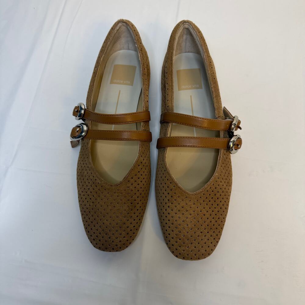 Dolce Vita Aretha Mary Jane Flats Tan Suede Sz 6
